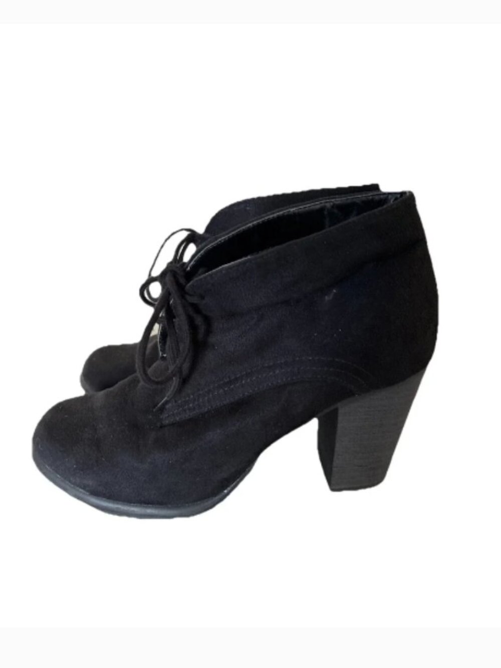 Attention High Heel Lace Up‎ Booties Sz 7M Black #174N